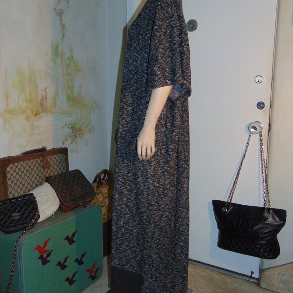Intimately Free People Heather Gray Black Fleece Hazy Maxi Dress Lagen Look L - Picture 4 of 12